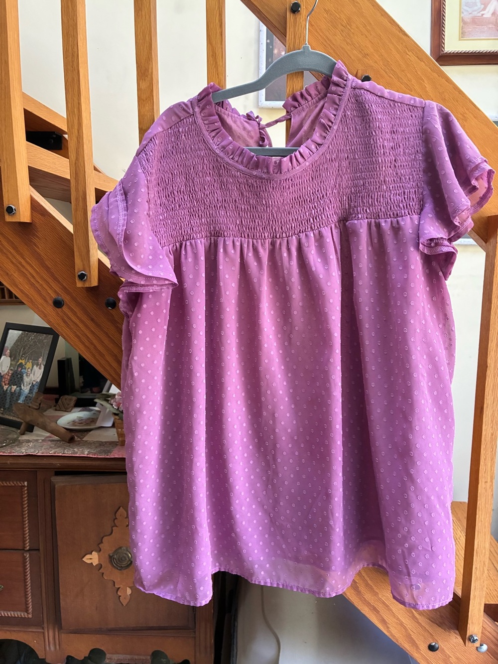 Women’s Mauve  Ruffle Yoke Top 2XL